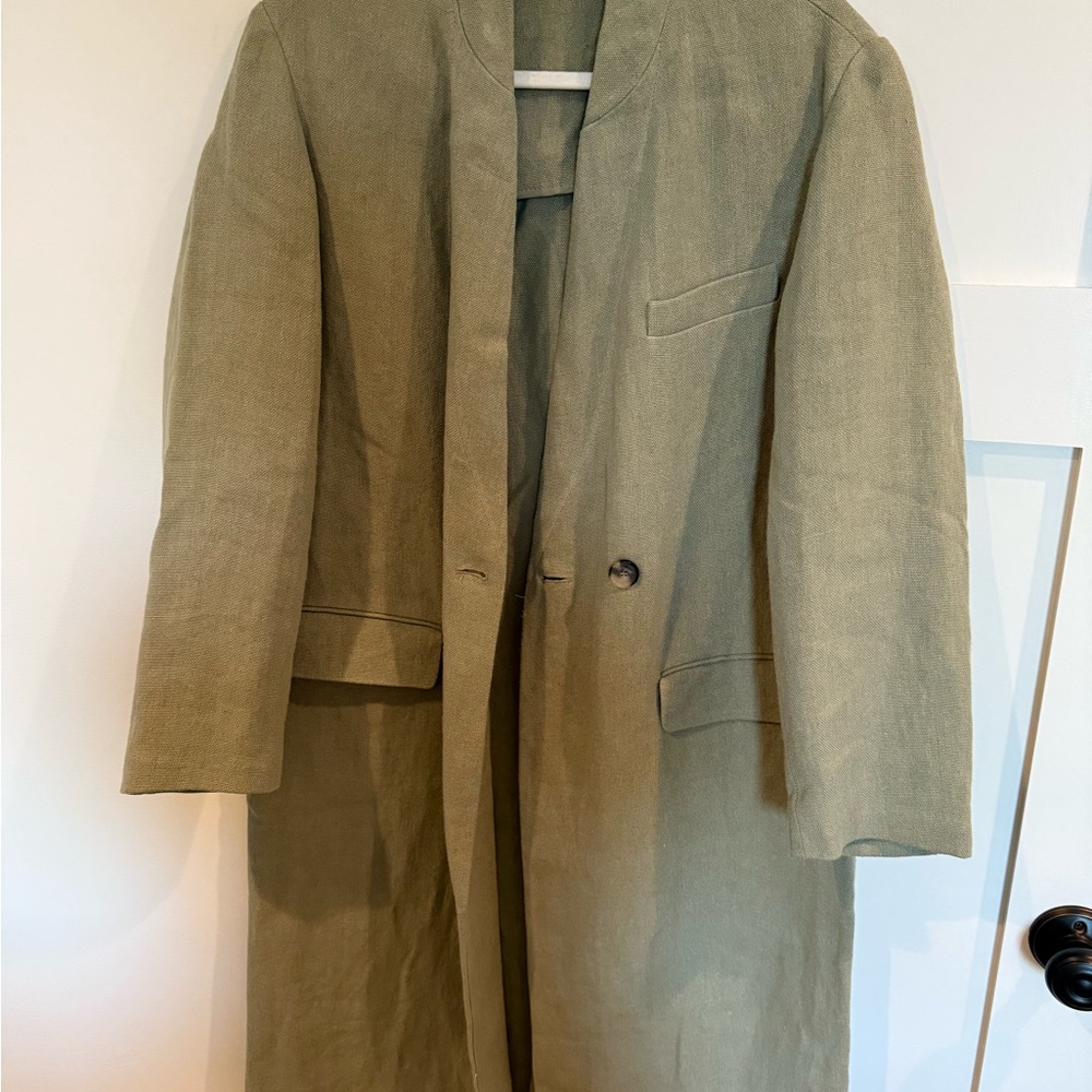 Zara Green Trench Coat Classic Tailored Design